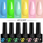 LILYCUTE 7ML 6PCS Neon Gel Nagellack Set fluoreszierend Farbwechsel Semi Permanent Soak Off Maniküre-Kit Nail Art Gel