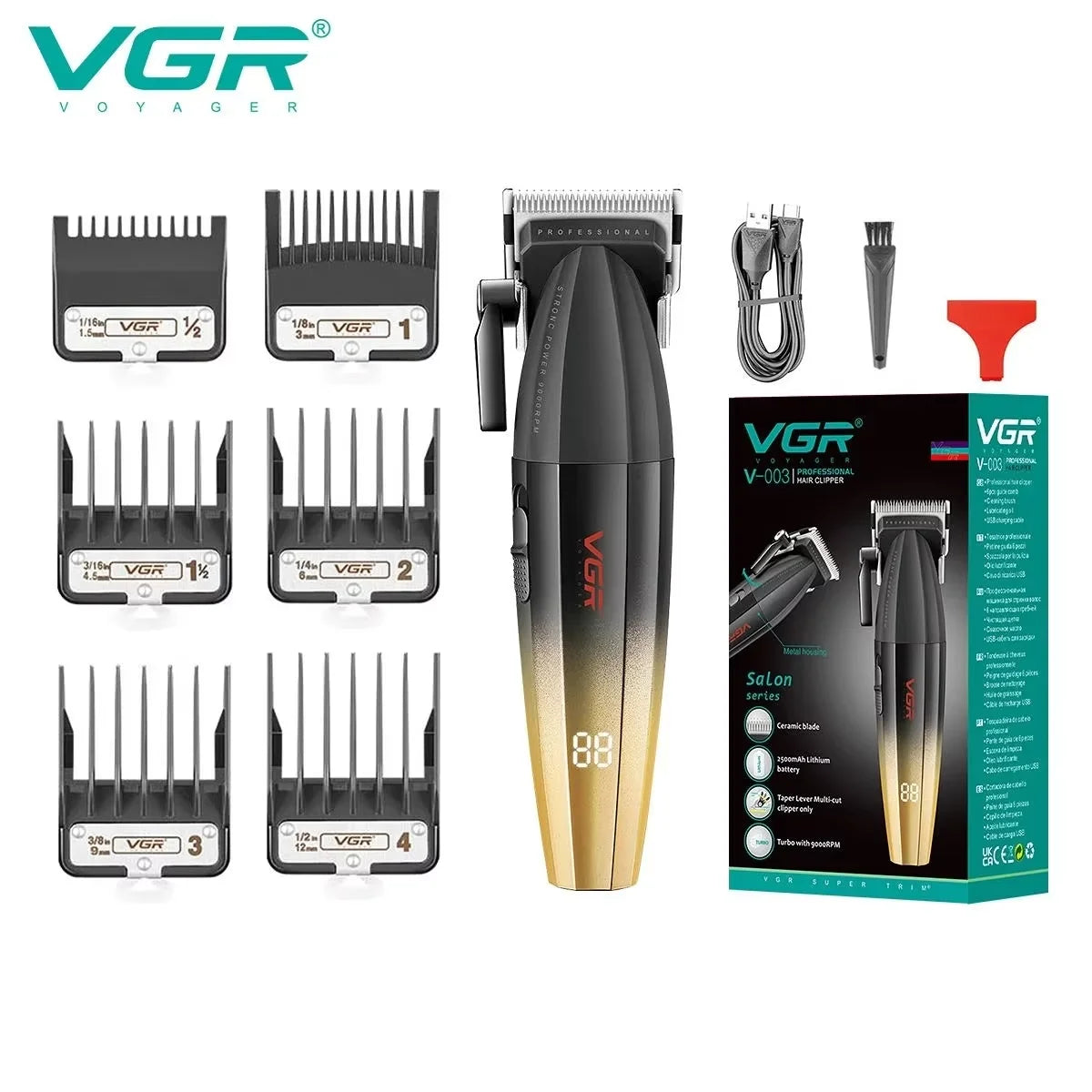 VGR Haarschneidemaschine Professionelle Haarschneidemaschine Gesichtsrasierer Friseurschere Barttrimmer Metalltrimmer für Herren V-003 V-906 V-308