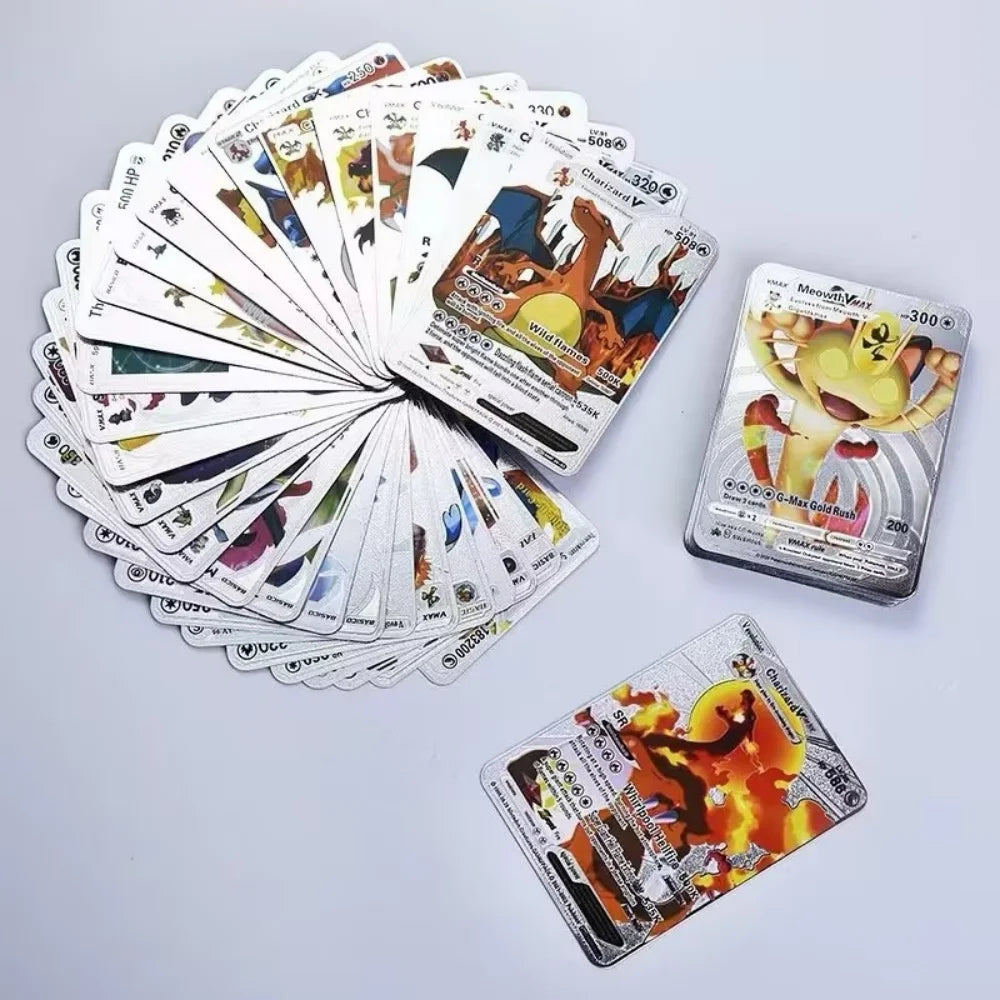 30-165 Stück Gold Pokemon Bunte Kartenset Schwarz Vmax Vstar Silber GX Box Pikachu Carta Glurak Deutsch Französisch Spanisch Spielkarten
