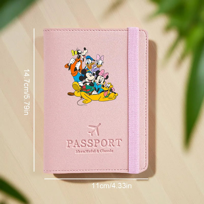 Mickey and Minnie Passport Wallet, Passport Holder, Travel Card Holders with Drawstring Closure for Holiday Use & Travel Commute