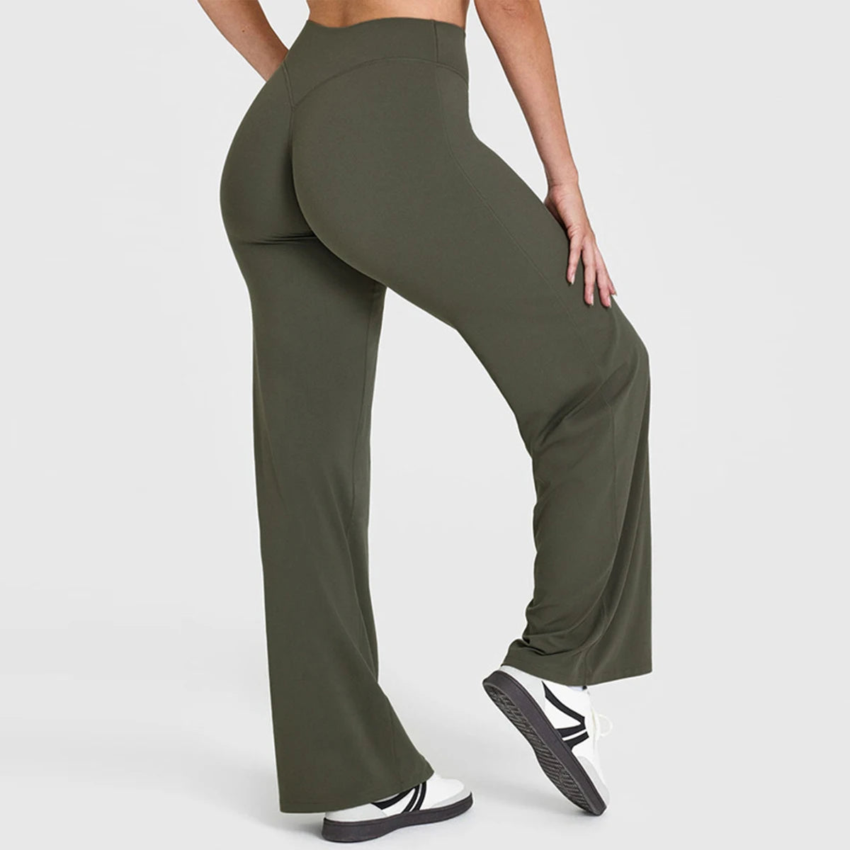 Ausgestellte Leggings Gerade Leg Leggings Damen Weite Hosen Yoga Atmungsaktive Fitness Kleidung Vielseitige Freizeithose
