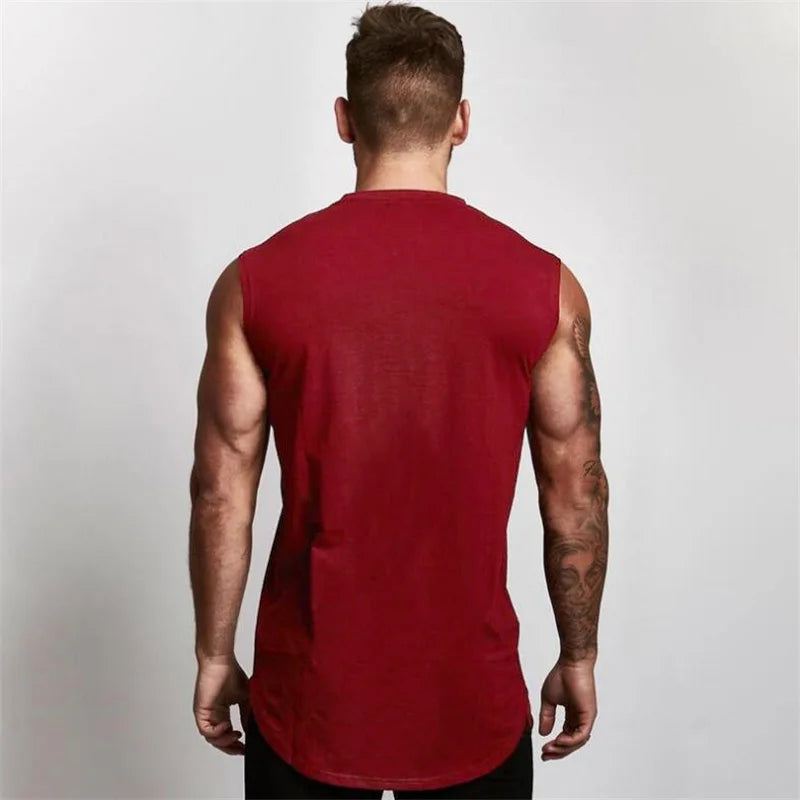 Sommer Baumwolle atmungsaktive V-Ausschnitt Tank Tops Fitnessstudio Workout Laufen Sport Ärmelloses Shirt Herren Fitness Bodybuilding Muskelbekleidung
