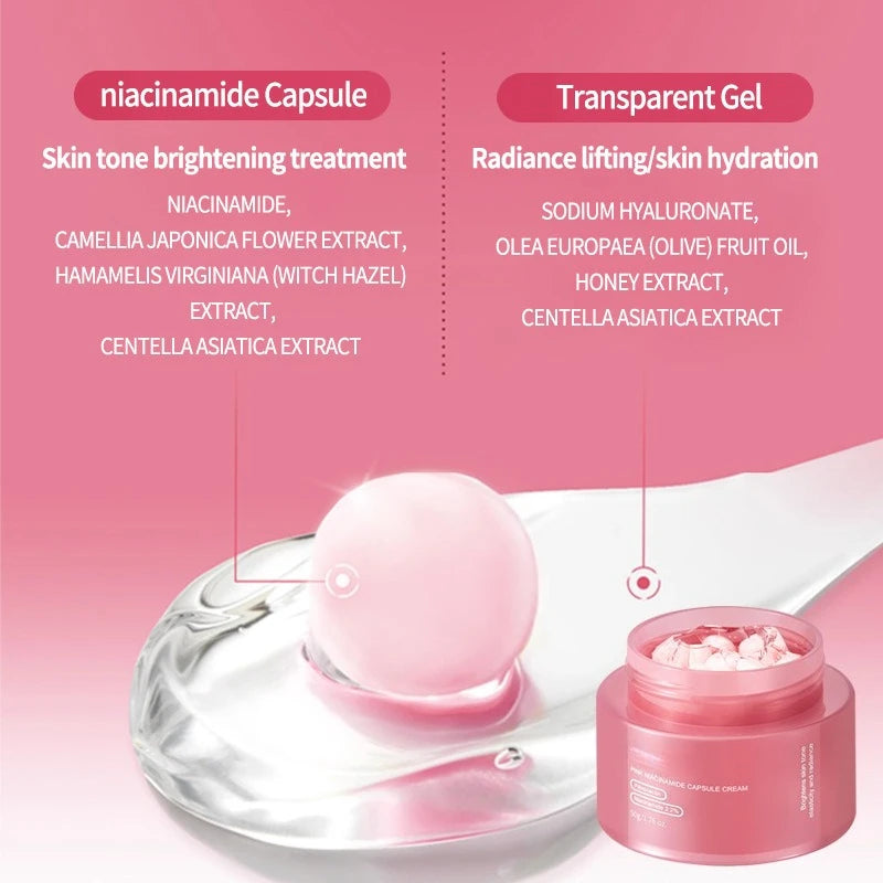 Koreanische rosa Kollagen PDRN Kapselcreme mit Niacinamid Creme für ungleichmäßigen Hautton Leichte Gesichtsfeuchtigkeitspflege Nicht fettende Pflege