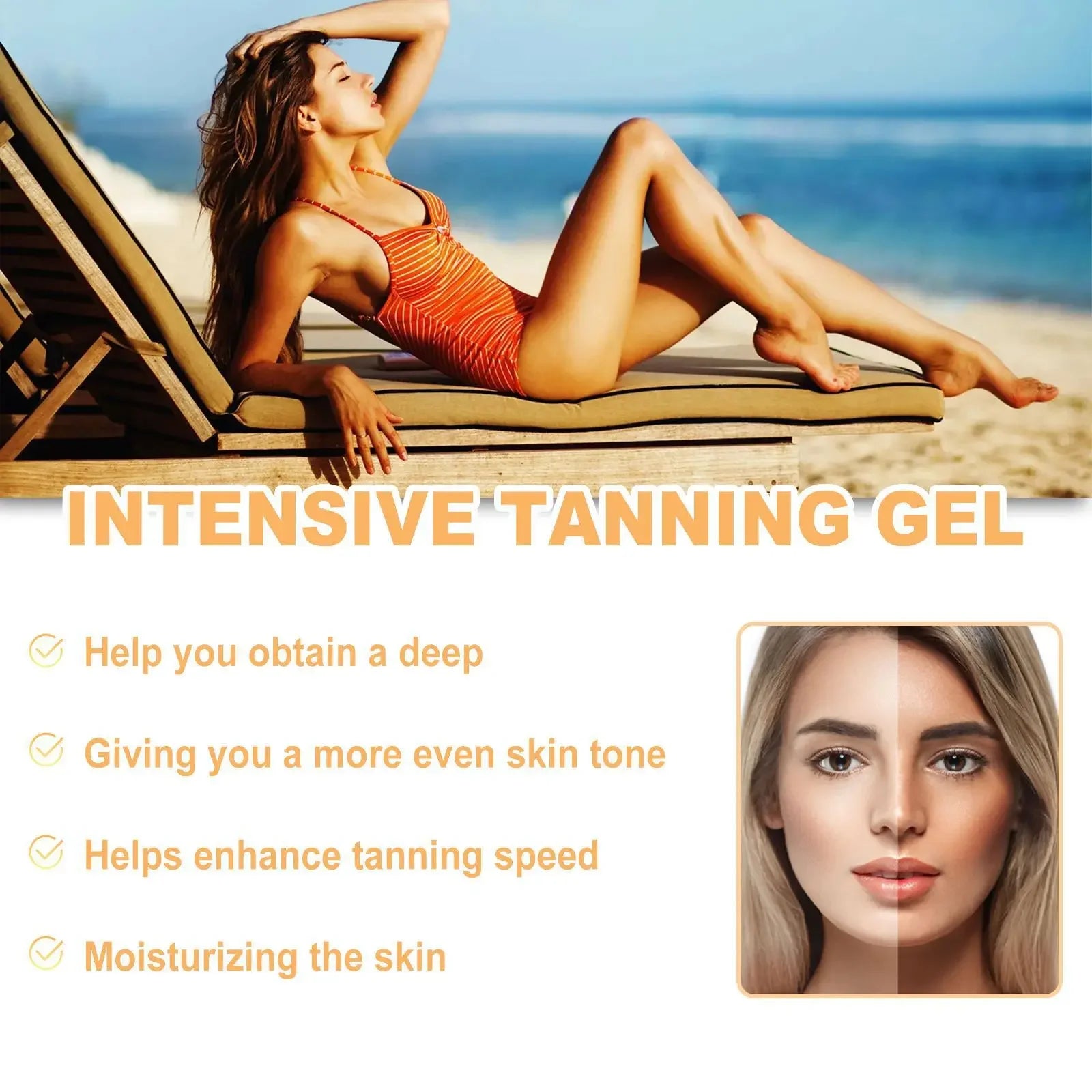 Bräunungsgel Intensiver Selbstbräuner Gesicht Körper Natürlicher Bronzer Weizen Feuchtigkeitsspendend Hydratisierend Sommer Sonnenbank Selbstbräunungsgel