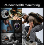 2026 Neue TANK Ultra 1400mAh Akku Militär Smartwatch 10ATM Wasserdicht Herzfrequenz Taktische LED Taschenlampe Herren Sportarmband