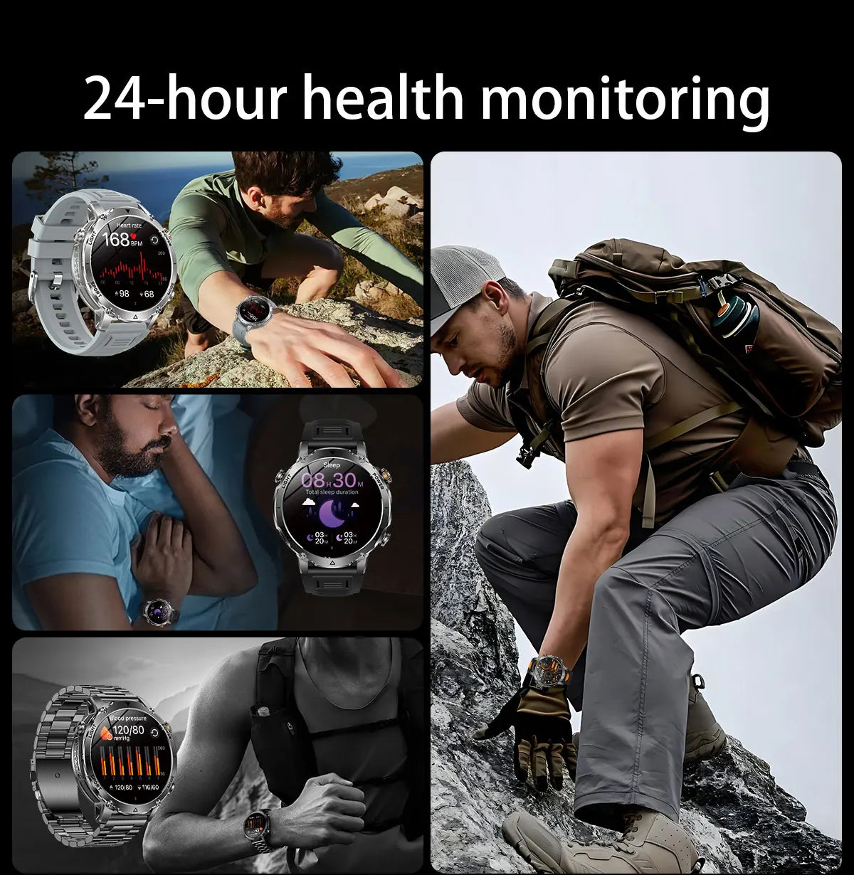 2026 Neue TANK Ultra 1400mAh Akku Militär Smartwatch 10ATM Wasserdicht Herzfrequenz Taktische LED Taschenlampe Herren Sportarmband