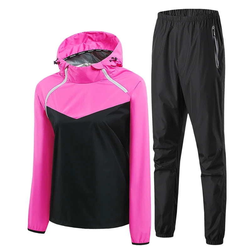 Herren-Sport-Fitness-Laufset mit doppeltem Reißverschluss Damen-Lauf-Fitness-Abnehm-Schwitz-Set mit doppeltem Reißverschluss zum leichten Abnehmen