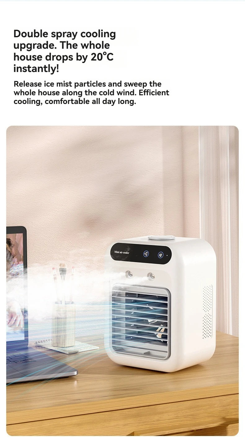Kabelloser Klimaanlagen-Mini-Ventilator, tragbarer Luftkühler, 500 ml Eiswassersprühbefeuchter für den Heimgebrauch, Klimaanlagen-Nebelventilator, USB