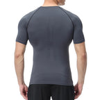 Skull Print Compression Shirts for Men Gym Workout Running Tshirts Sporty Athletic Quick Dry Tees Tops Short Sleeve Rash Guard