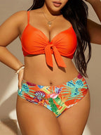 2026 Große Größen Bikinis Bedruckter Bowknot Badeanzug Damen Hohe Taille Bademode Weibliche Badegäste Badebekleidung Schwimmanzug