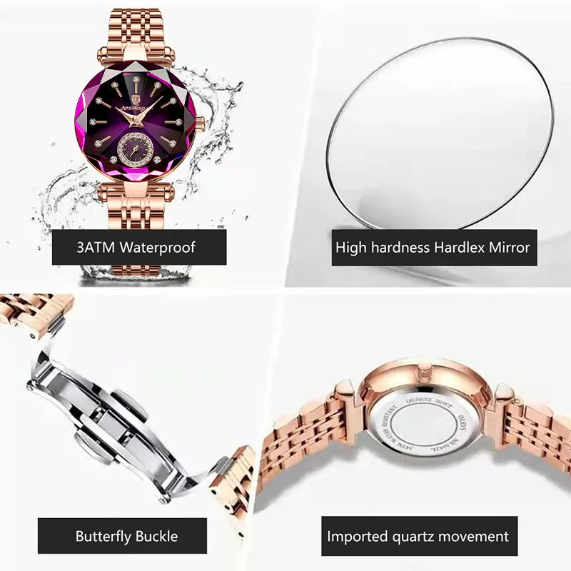 POEDAGAR Luxusuhr für Damen, wasserdicht, lässige Quarzuhr für Damen, hochwertige elegante Damenuhren, Damenuhr Reloj+Box