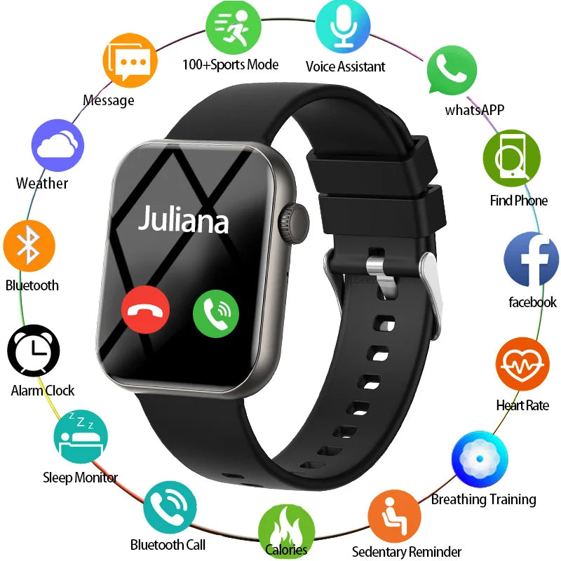 2025 Neue Sport Smartwatch Herren Full Touchscreen Herzfrequenz Bluetooth Anruf 1,9 Zoll KI-Sprache IP68 Wasserdichte Smartwatch Damen