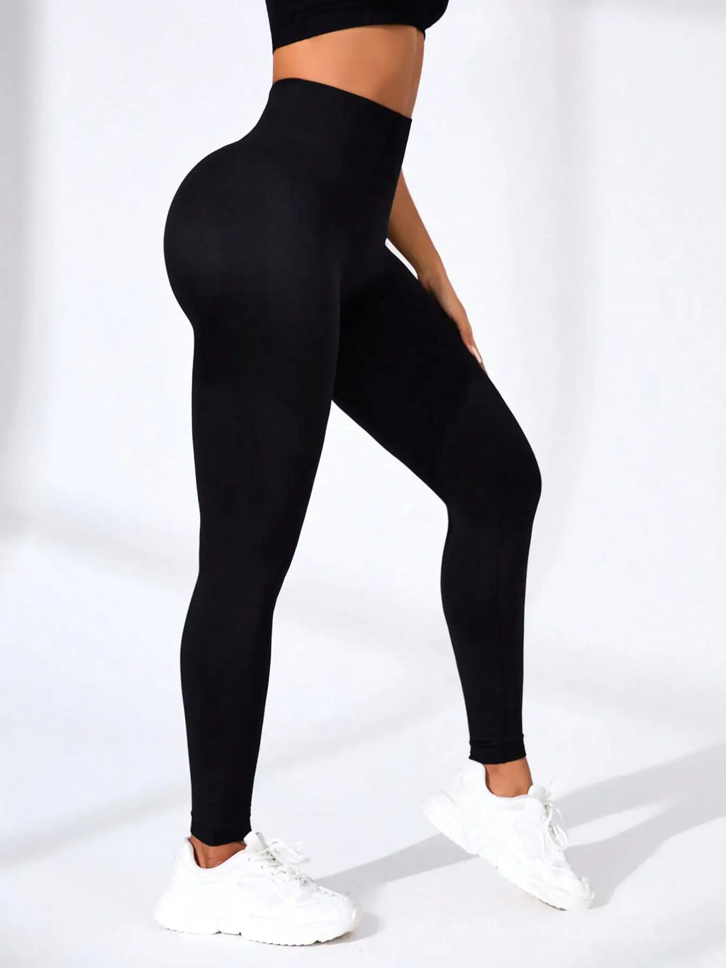 Europäische und amerikanische nahtlose Yoga-Leggings mit Bund-Schriftzug, Po-Lifting, schnelltrocknende, atmungsaktive Damen-Tights für den Sport