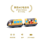 Hölzernes Elektroauto-Set Magnetischer Elektrozug mit kleiner Puppe Druckguss-Steckspielzeug-Set Kompatibel mit Eisenbahn-Holzschienenbahn