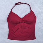 Verstellbares Sport-Neckholder-Oberteil Damen Rückenloses Gym-Top mit integriertem BH Yoga-Kleidung Ärmellose Shirts Workout-Outfits Tanktop