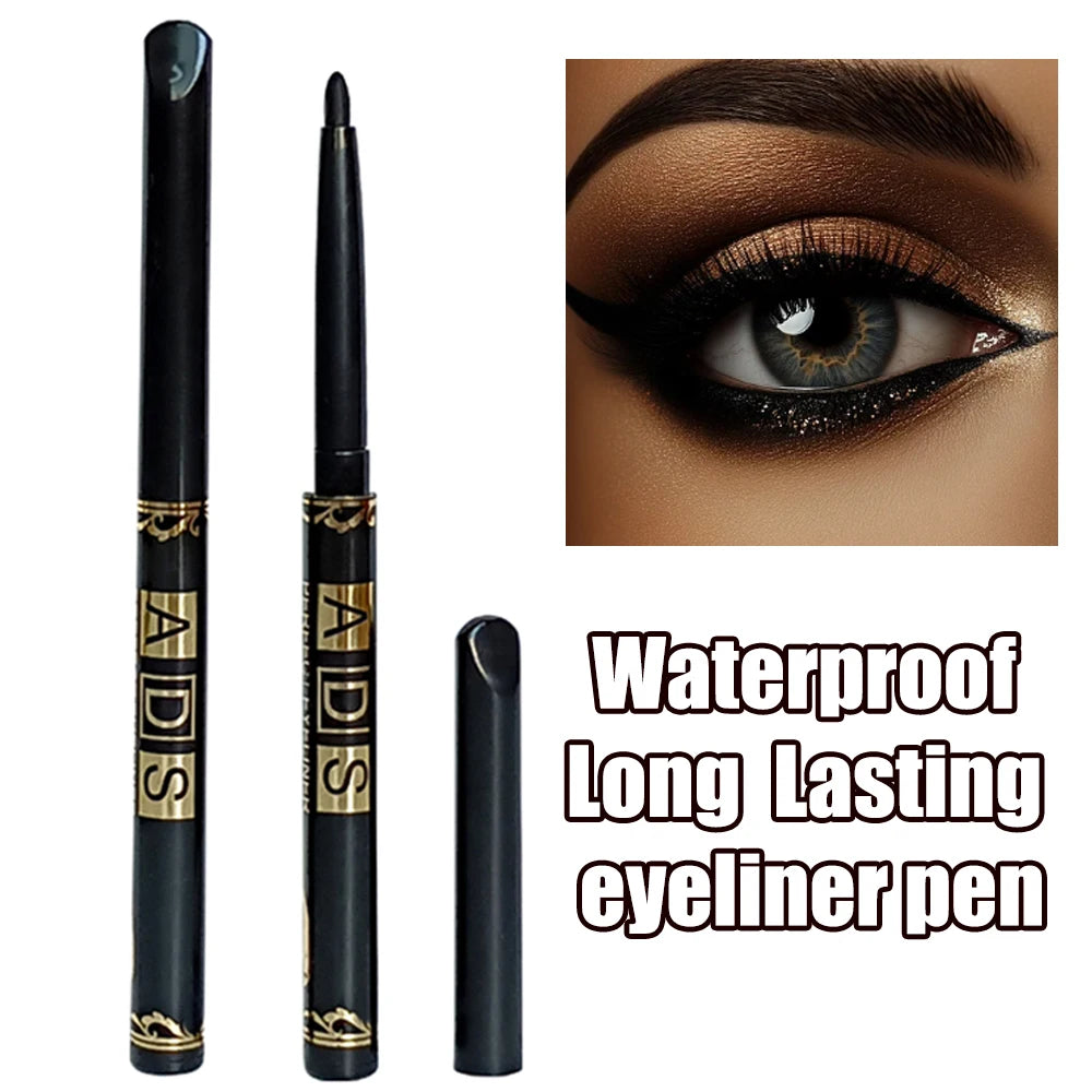 2 Stück wasserdichte schwarze braune Eyeliner-Stifte – wischfest, langanhaltend & anfängerfreundlich, glatt, hochpigmentiertes Punk-Augen-Make-up