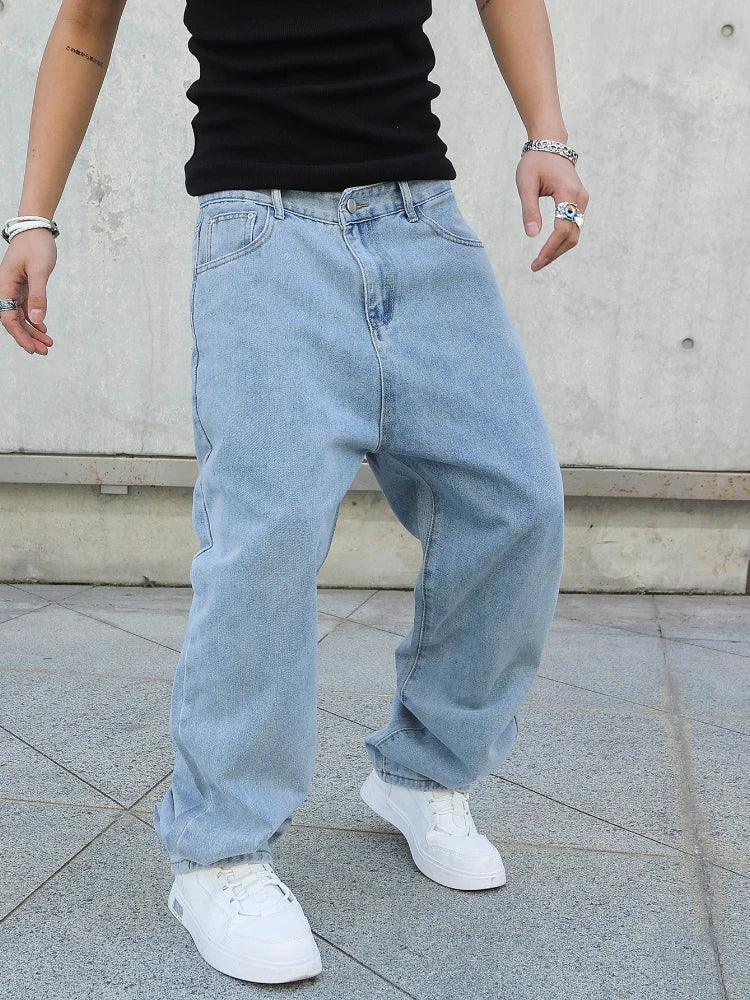 Frühling Herbst Herren Baggy Jeans Oversize Straight Loose Lässige Denim Hose Unifarben Streetwear Fashion Y2k Weite Hosen Hauptbild