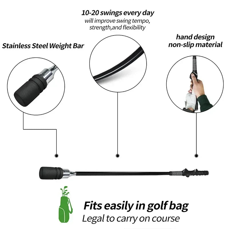 MO EYES Golfschwungtrainer Schwarz Indoor- und Outdoor-Übungsstick Handgriff HGB031 Zweitbild