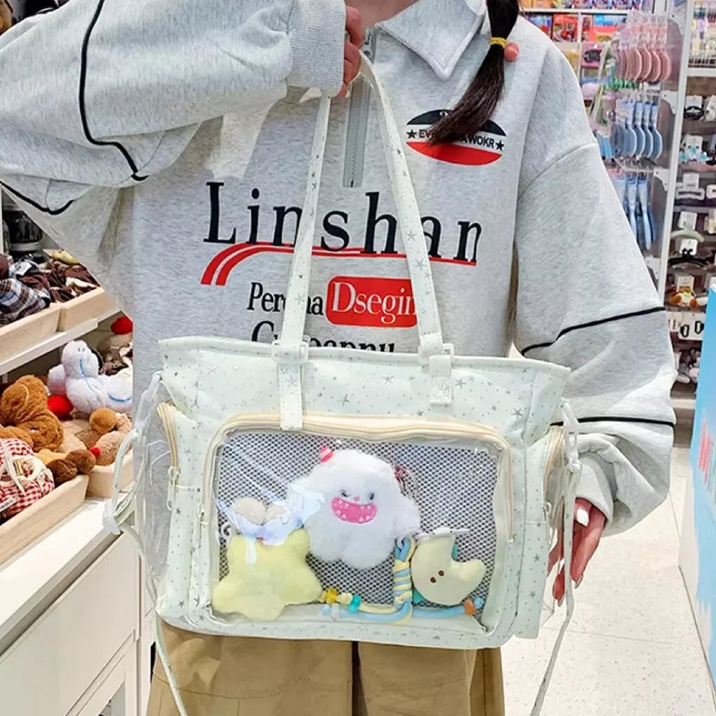Neue Y2K Süße Japanische Ita Bag Lolita Mädchen Transparente Umhängetasche Große Kapazität Umhängetasche Lässige Tasche DIY Display Handtaschen