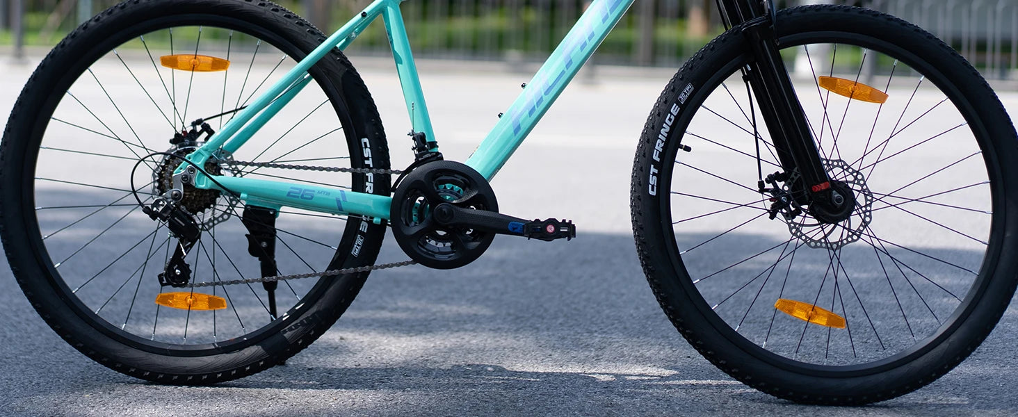 HILAND 26 Zoll Mountainbike aus Aluminiumlegierung für Damen und Herren, 21-Gang-Fahrrad mit mechanischen Scheibenbremsen, Federgabel
