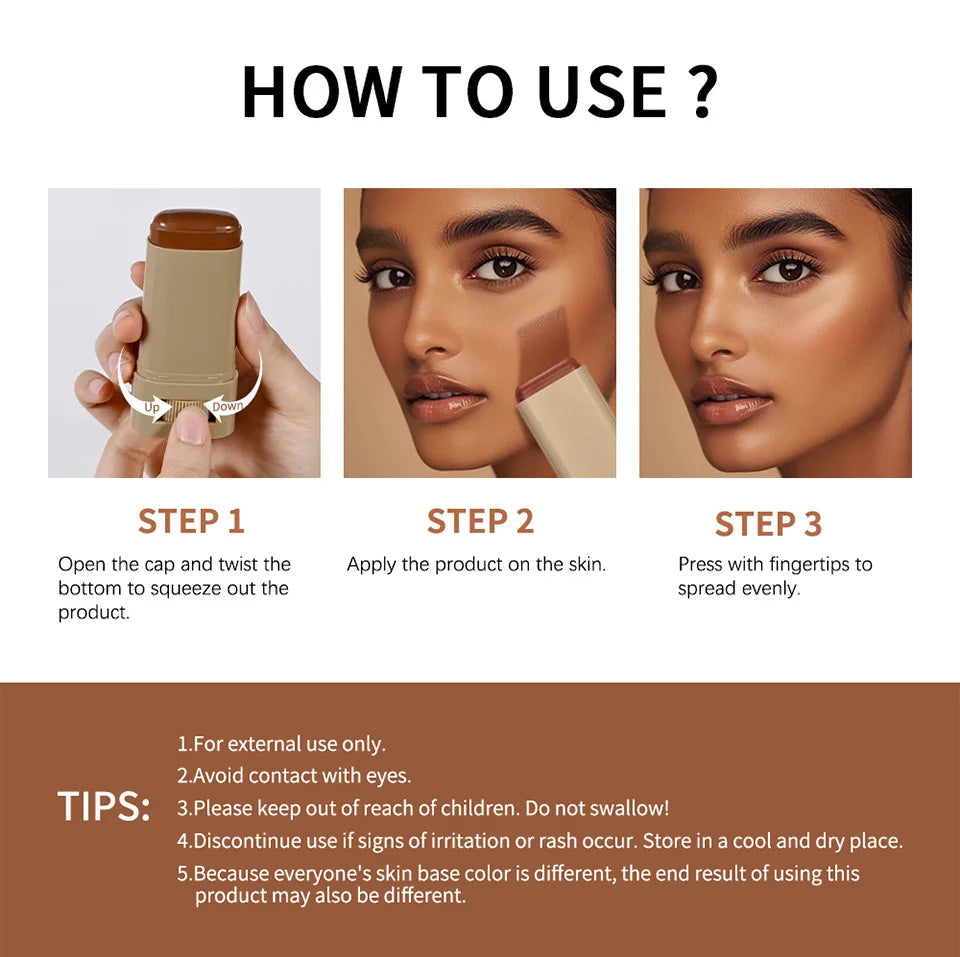 Bronze Foundation Stick Serum-verstärkte Hauttönung Seidige Textur Feuchtigkeitsspendende Deckkraft Concealer Base Ebenmäßiger Hautton Make-up
