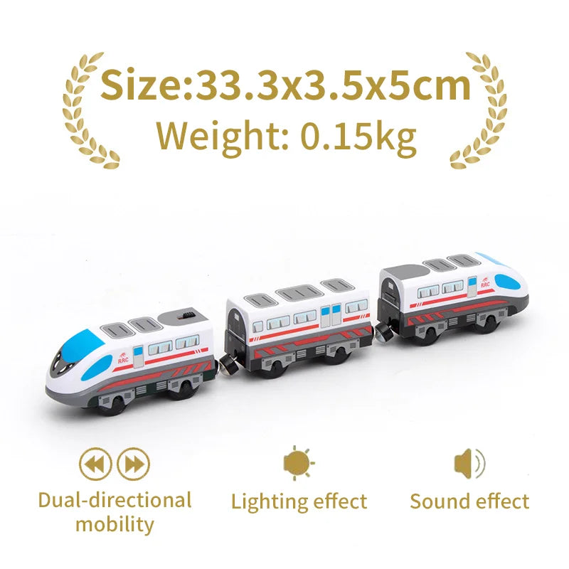 Holz Eisenbahn Lokomotive Magnetische Elektrische Auto Zug Spielzeug Passend für Biro Holz Diecast Slot Schienenbahn Weihnachten Geschenk