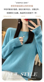 100 % Merinowolle Pullover Damen O-Ausschnitt Kaschmir Strickwaren Female Pullover Herbst Winter Freizeit Oberteile Einfarbig Weiche Kleidung