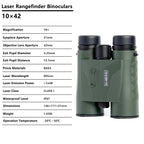 BOSHIWEI 10x42 HD Fernglas mit Laser-Entfernungsmesser IPX7 Wasserdicht Ergonomisches Design für lange Betrachtungs- und Messzeiten im Freien