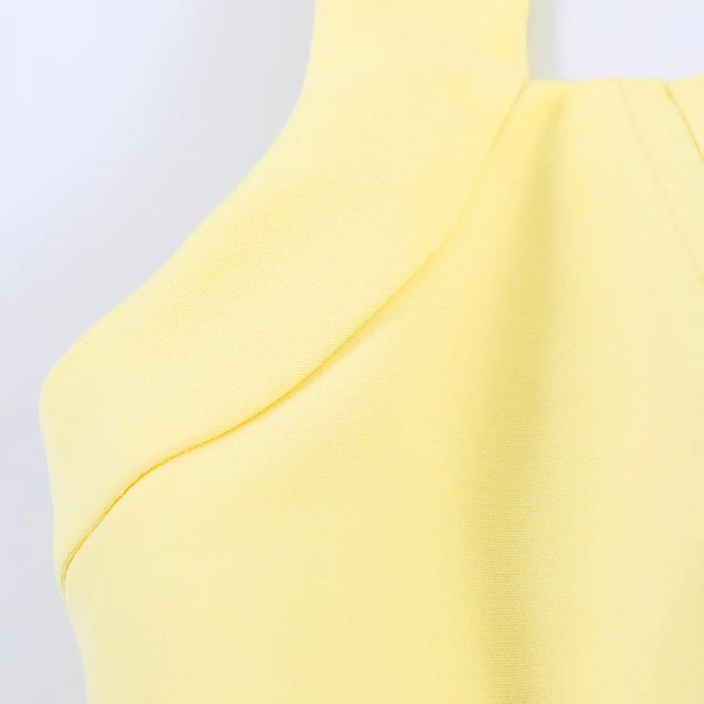 HH Sommer elegantes Neckholder-Faltenkleid einfarbig elegant kurz für Damen sexy rückenfreies ärmelloses Party-Minikleid Mujer