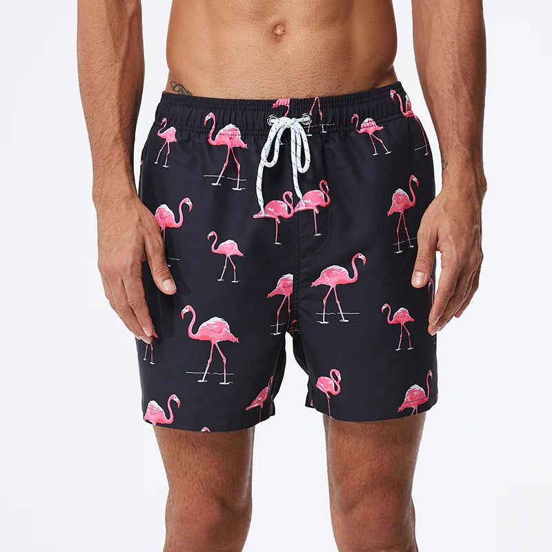 DATIFER Herren Sport-Badeshorts im neuen Stil Polyester-Druck Fitness-Badehose Surfen Badehose Badebekleidung