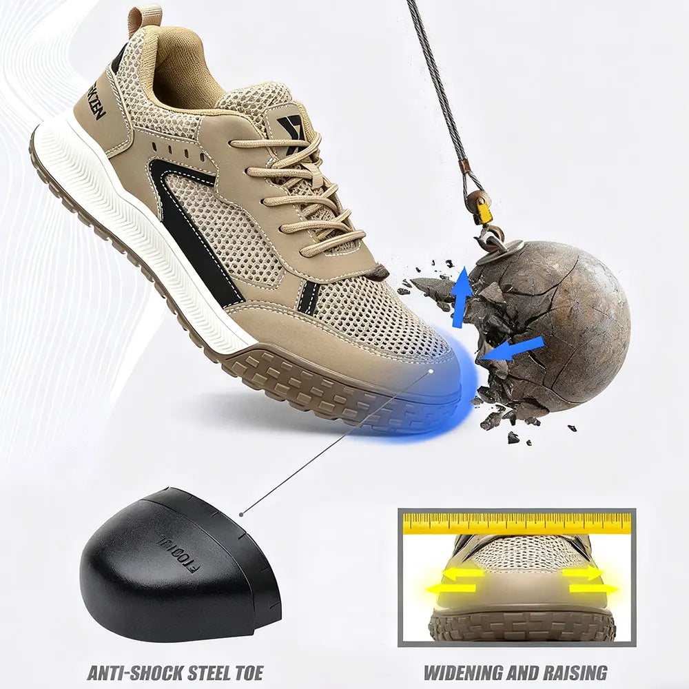 Sicherheitsschuhe Herren S3 mit Stahlkappenstiefel, EU Standard Kevlar Arbeitsschuhe Herren Leichtgewicht, CN39-46 Schutzarbeitsschuhe Damen