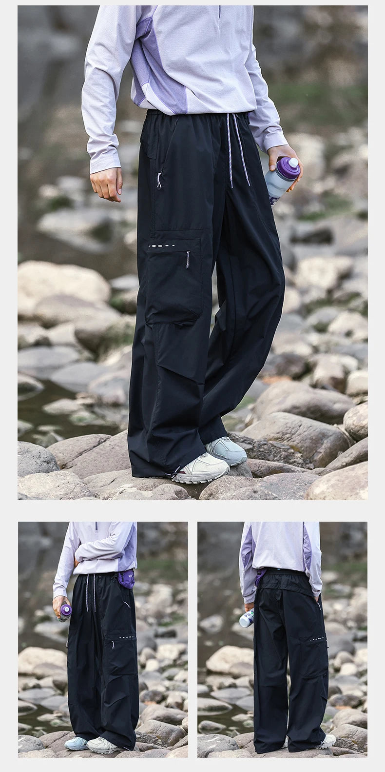 CHRLCK Men's Hiking Cargo Pants Waterproof Outdoor Quick Dry Lightweight Ripstop Women Camping Fishing Climbing Hunting Trousers