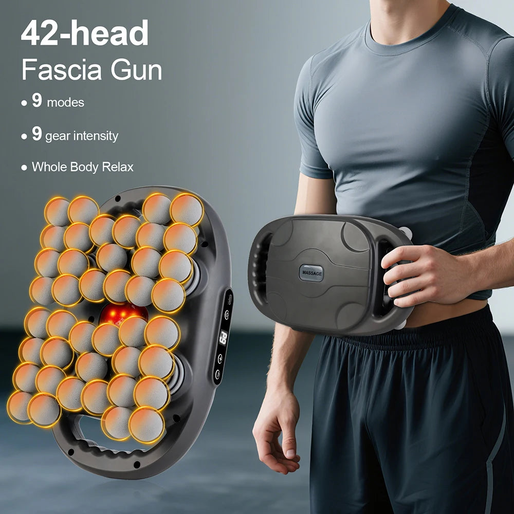 42 Köpfe Faszienpistole Hochfrequenz-Vibrations-Tiefenmassagegerät Rücken Taille Oberschenkel Massagegerät Nacken Schulter Muskel Massagegerät