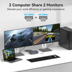 KVM Switch 2 Monitors 2 Computers Docking Station USB C+HDMI/DP Input,4K@60Hz/120Hz DisplayPort Dual Monitor for Laptop Desktop