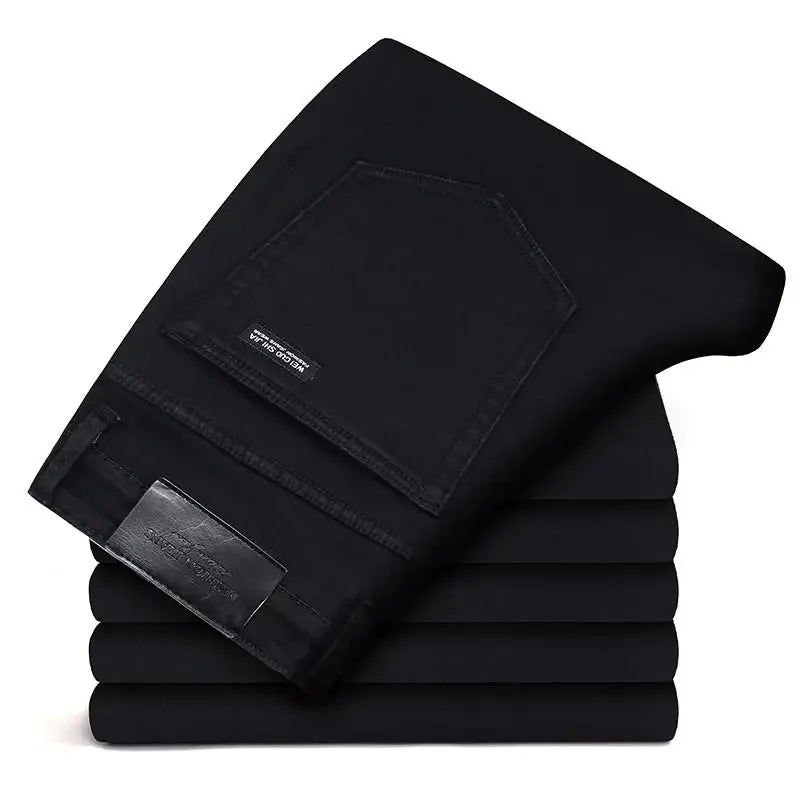 Frühling Herbst Herren Klassische Modemarke Jeans Homme Mann Weiche Stretch Schwarze Biker Maskulino Denim Hose Herrenhosen Overalls