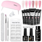 24-teiliges Set 20ml Poly Nail Extension Gel Kit Mini-UV-Lampe Versiegelung mit Basislack Überlack Professionelles Poly-UV-Nagelgel-Kit Starter-Kit