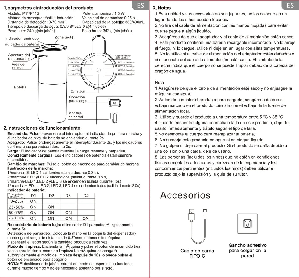 Automatischer Flüssig-/Schaumseifenspender, berührungsloser elektrischer Spender, USB-wiederaufladbar mit Infrarotsensor für Bad, Küche
