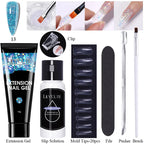 LILYCUTE 15ml Verlängerungsgel-Nagellack-Set Quick Nail Prolong mit Verlängerungsform-Nagelspitzen Acryl-Lösung Maniküre-Werkzeug-Kit