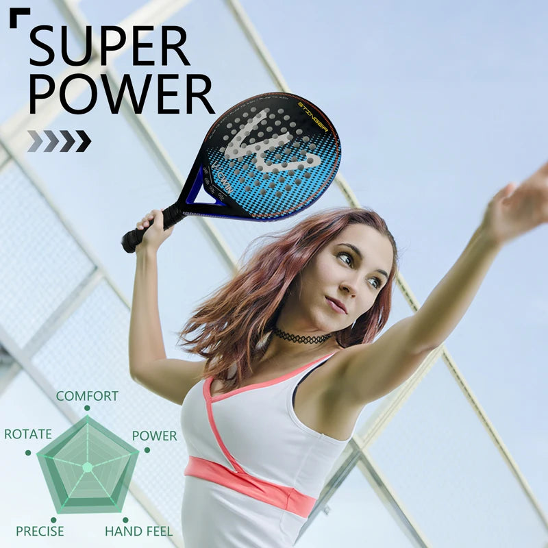 Padel-Schläger | Carbonfaser-Oberfläche | mit EVA Memory Flex Schaumkern | Leichte Padel-Tennisschläger | Padel-Schläger