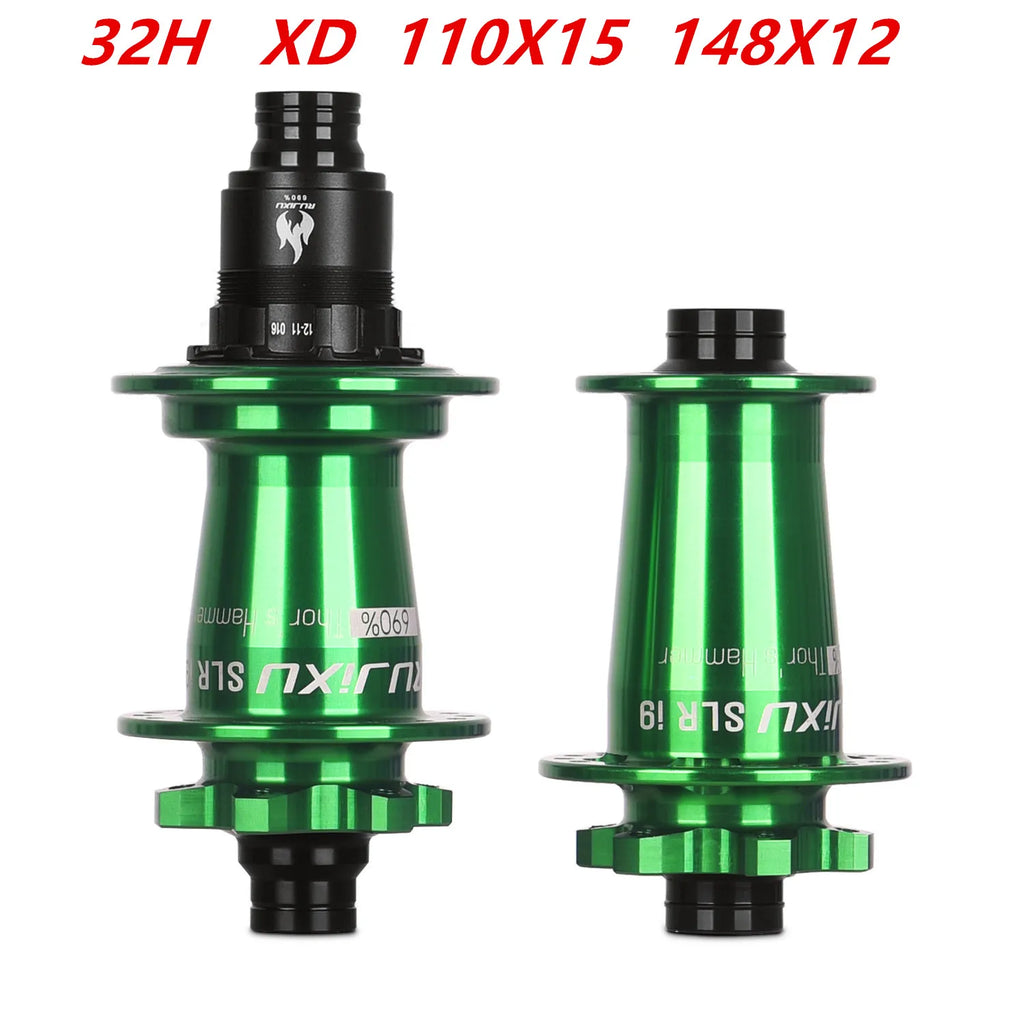 grün RUJIXU SLR I9 690 Click Nabe 7 Lager MTB Mountainbike Nabe Vorderrad Hinterrad 32 Loch QR TA BOOST Scheibenbremse Fahrrad MS/XD Naben