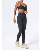 Hearuisavy Sommer Superweiches 2-teiliges Damen-Sportshorts-Set atmungsaktives Fitness-Yoga-BH Freizeit-Push-Up-Workout-Crop-Top
