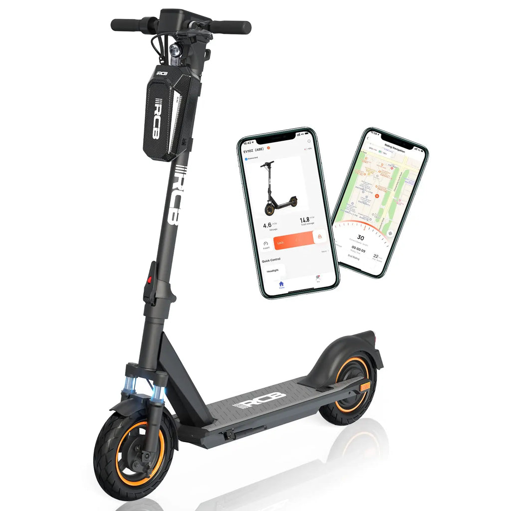 RCB EV10Z Elektroroller mit ABE Straßenzulassung 350W Motor 36V11.4Ah Akku 35-40km Reichweite 10 Zoll Rad Klappbar 120KG Max. Belastung für Pendler in der Stadt