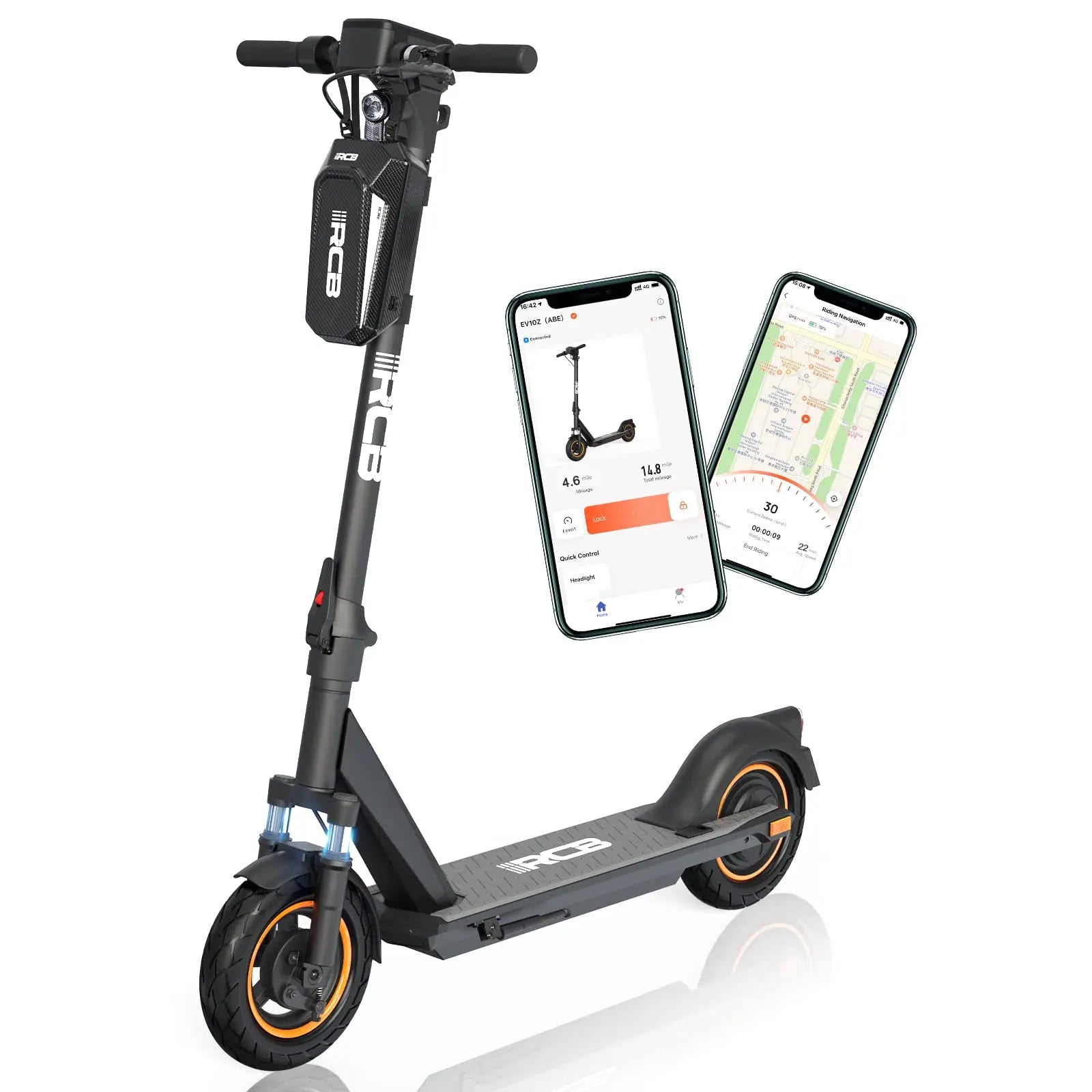 RCB EV10Z Elektroroller mit ABE Straßenzulassung 350W Motor 36V11.4Ah Akku 35-40km Reichweite 10 Zoll Rad Klappbar 120KG Max. Belastung für Pendler in der Stadt