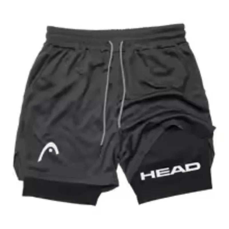 Laufshorts Herren Fitnessstudio Training 2-in-1 Sport Kompression Mode Schnelltrocknend Workout Harajuku Jogging Doppellagig Sommer