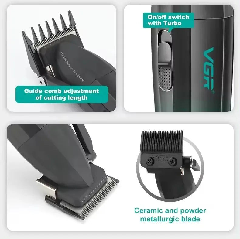 VGR Haarschneidemaschine Professionelle Haarschneidemaschine Gesichtsrasierer Friseurschere Barttrimmer Metalltrimmer für Herren V-003 V-906 V-308