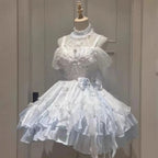 Japanisches Sommer-Kawaii-Lolita-Kleid Damen Party Vintage Süße Spitze Schleife Geburtstags-Kuchenkleider Harajuku Y2k Bandagenkleid