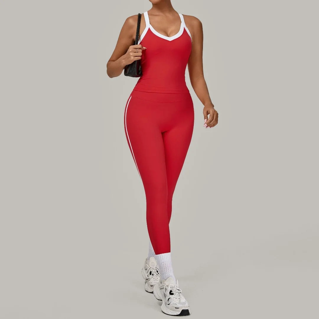 2PCS Damen Yoga-Set Hohe Taille Peach Hip Herausnehmbare Polsterung Sport-BH Hose Fitnessanzug Laufen Workout Gym Leggings Yoga-Set
