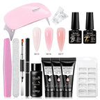 24-teiliges Set 20ml Poly Nail Extension Gel Kit Mini-UV-Lampe Versiegelung mit Basislack Überlack Professionelles Poly-UV-Nagelgel-Kit Starter-Kit