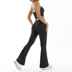 Scrunch-Sportanzug Damen Yoga-Set Gymnastik-Kleidung Sexy Sport-BHs und Schlaghosen-Sets Fitness-Outfits Damen Trainingskleidung