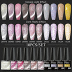 10/12PCS/SET Katze Magnetisches Gel Nagellack Set 9D Reflektierendes Glitzer Gel Halbpermanentes UV Gel Soak Off Funkelndes Nagelkunst Kits